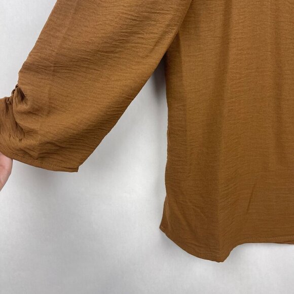 DKNY Modern Brown Long Sleeve Blouse Size Medium - Picture 3 of 14